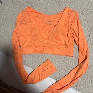 PARAGON Women's Swirl Pattern Orange Crop Top